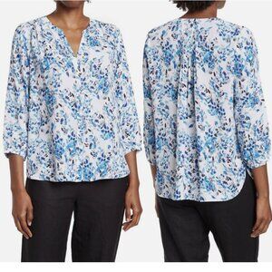 NWT NYDJ High/Low Crepe Blouse - Blue Willow Size Medium
